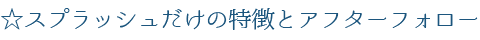 ☆スプラッシュだけの特徴とアフターフォロー